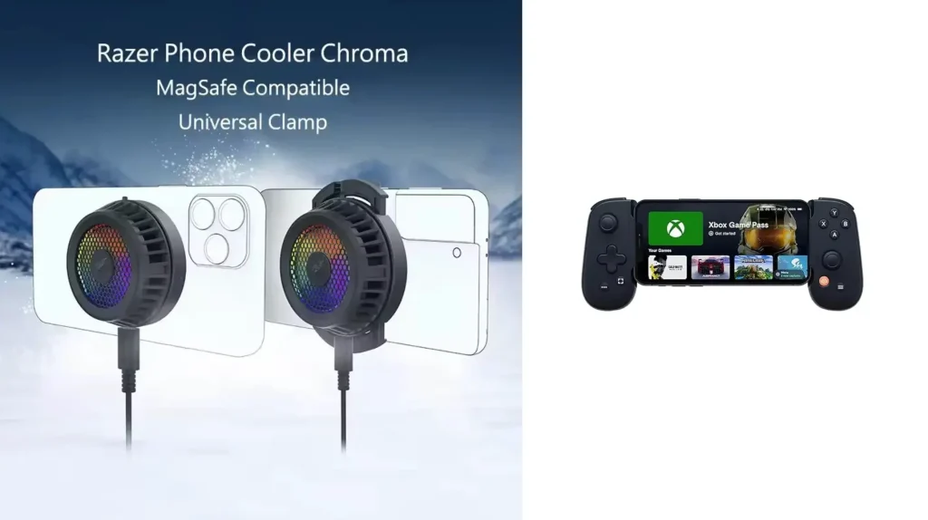 Razer Phone Cooler Chroma and Backbone One in one frame