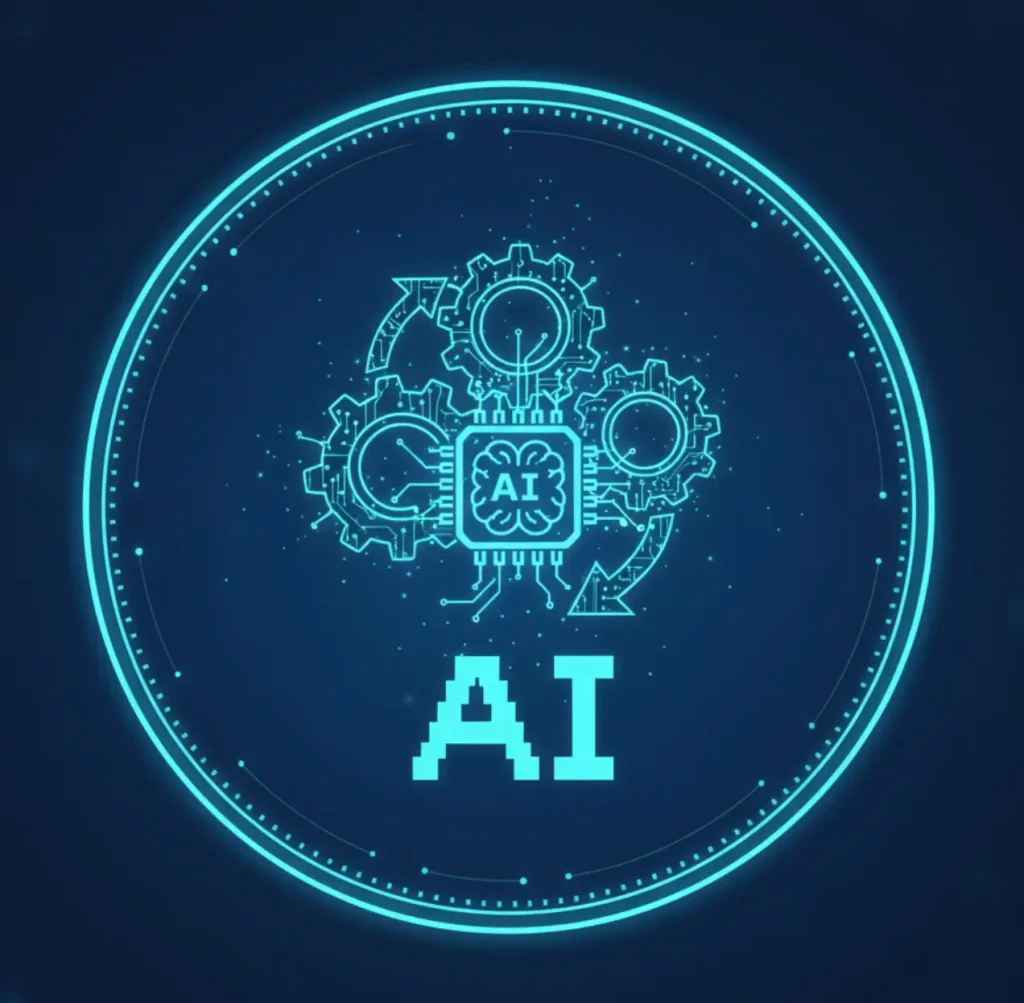 AI brain-chip at its center symbolizing integration and a streamlined process
