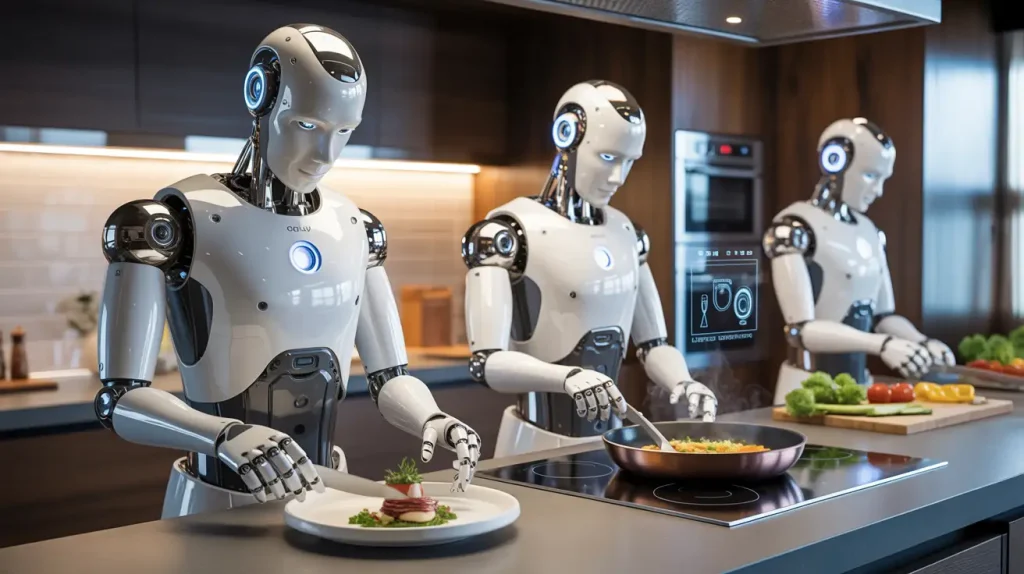 robots are cooking for human